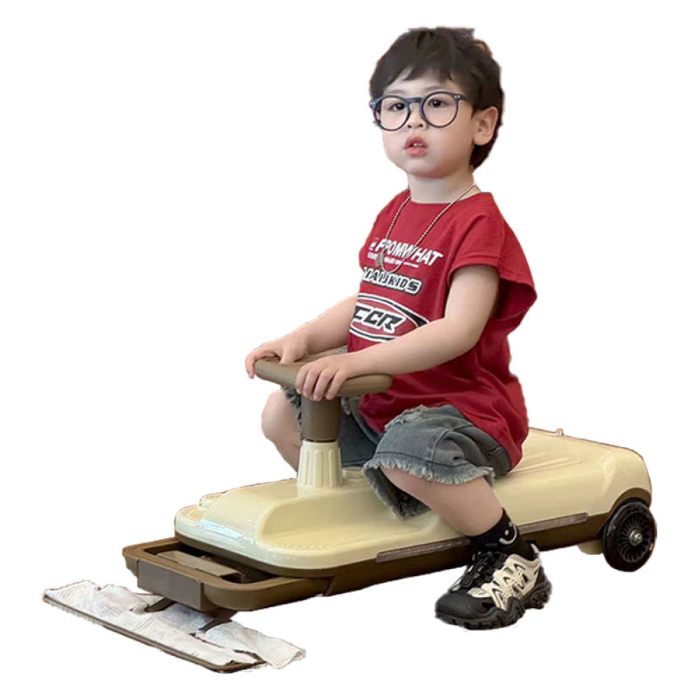 Silent Electric Wiggle Scooter - 4 Tekerlekli Devrilme Karşıtı, Sessiz Sürüş, Işıklı ve 2-4 Yaş Bebekler İçin Güvenli Akülü İlk Arabam