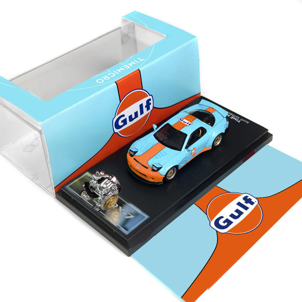 TimeMicro 1/64 Mazda RX-7 Gulf Oil Livery Diecast – Efsanevi JDM Ruhu ve İkonik Yarış Renkleri