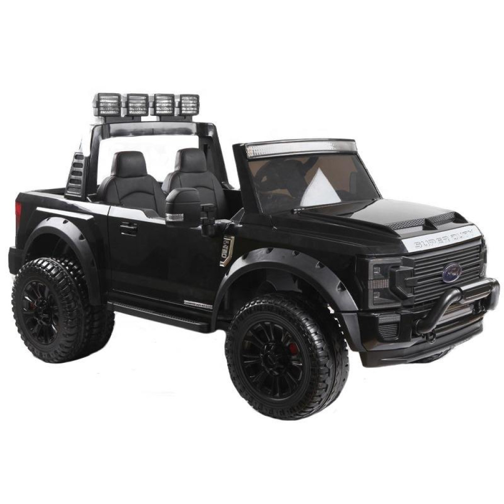 24V Licensed Ford Super Duty - Dev Boyutlu Çift Kişilik, 10 Yaş Kapasiteli, Sarsıntısız Eva Tekerlekli, Deri Koltuklu ve 4 Motorlu Ultra Güçlü Akülü Kamyon