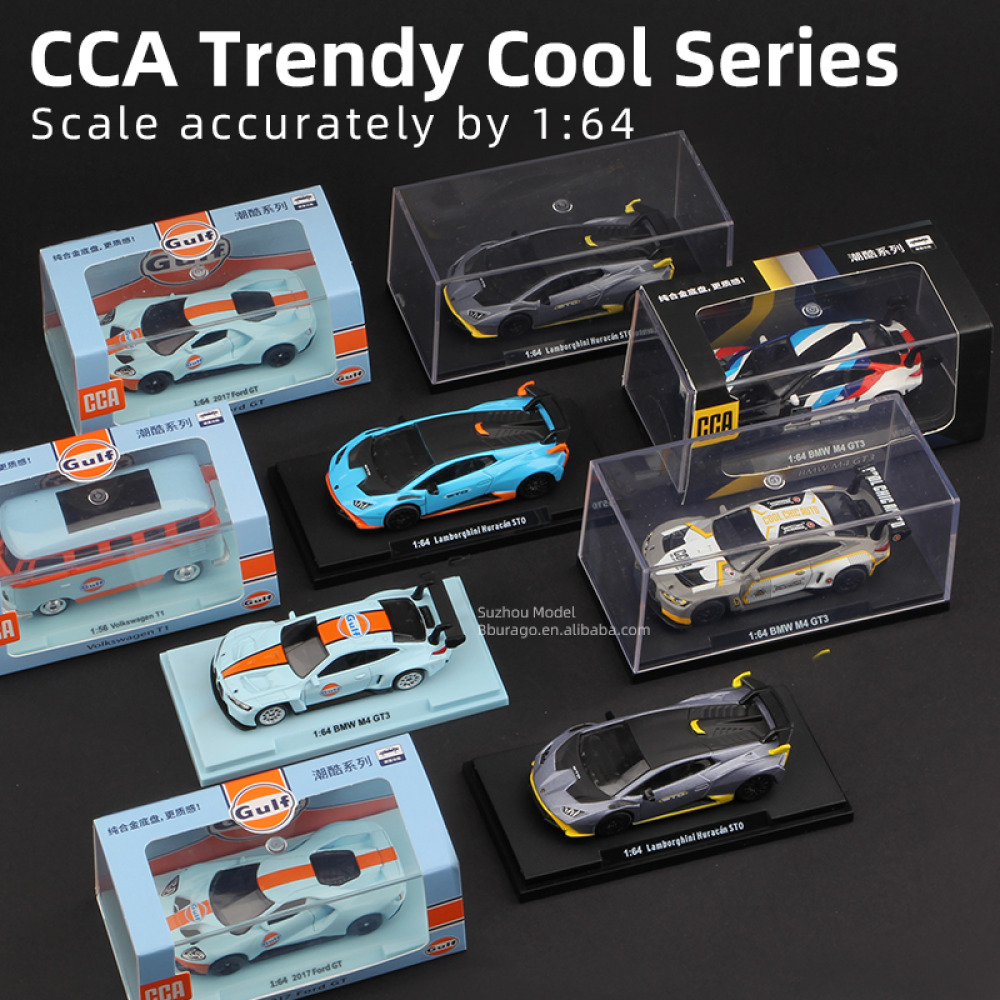 CCA 1/64 Gulf Oil Serisi - BMW M4 GT3, Ford GT ve Klasik T1 Van Diecast Model Araba