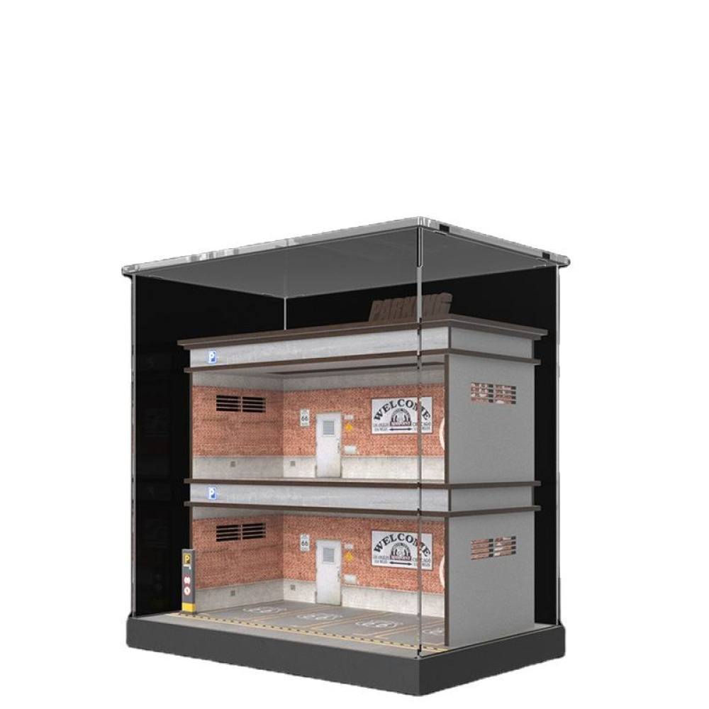 1/64 Ölçekli Çift Katlı LED Aydınlatmalı ve Akrilik Korumalı Ahşap Diorama – Koleksiyonunuz İçin Maksimum Koruma ve Estetik