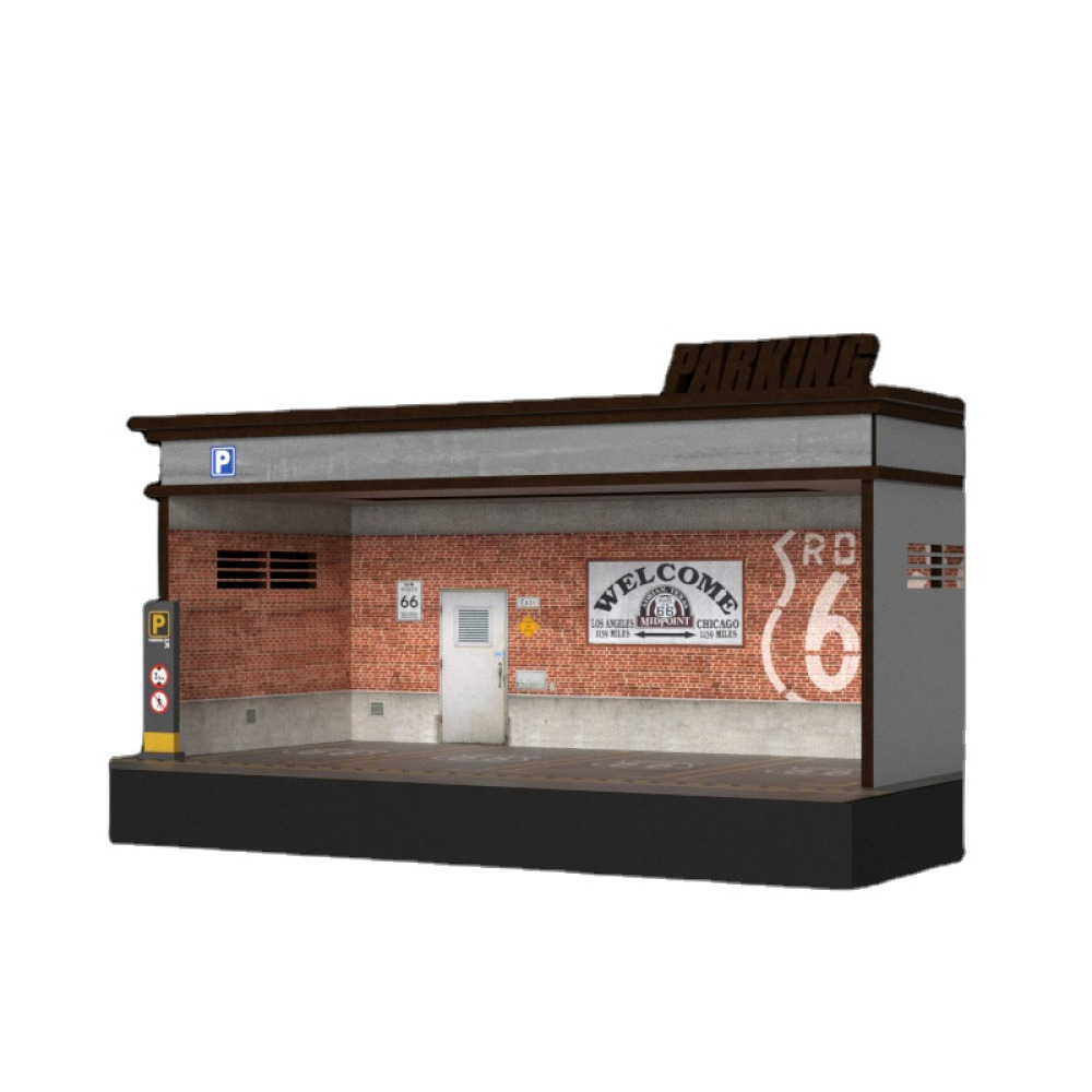 1/64 Ölçekli LED Aydınlatmalı Ahşap Diorama – Diecast Koleksiyonunuz İçin Doğal ve Modern Şehir Sahnesi