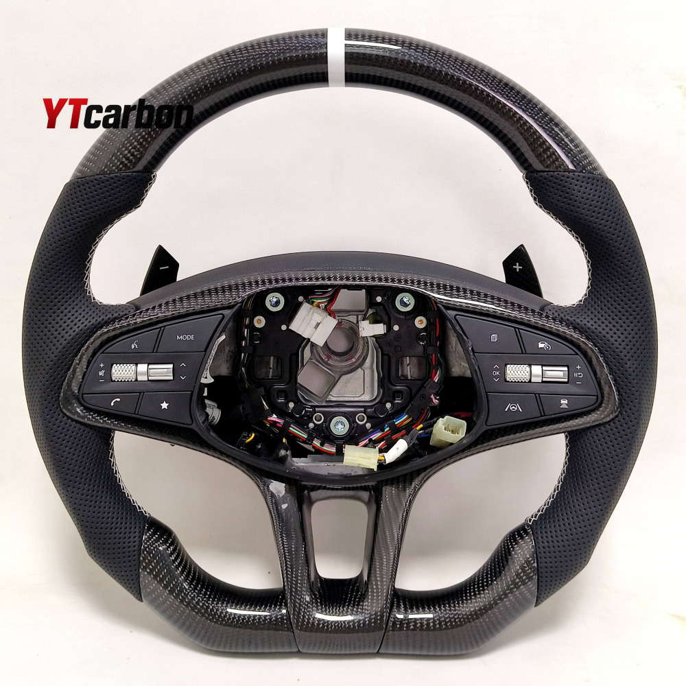 Genesis GV70 Yarış Stili Gerçek Karbon Fiber Isıtmalı Spor Direksiyon ve Paddle Shifter Seti
