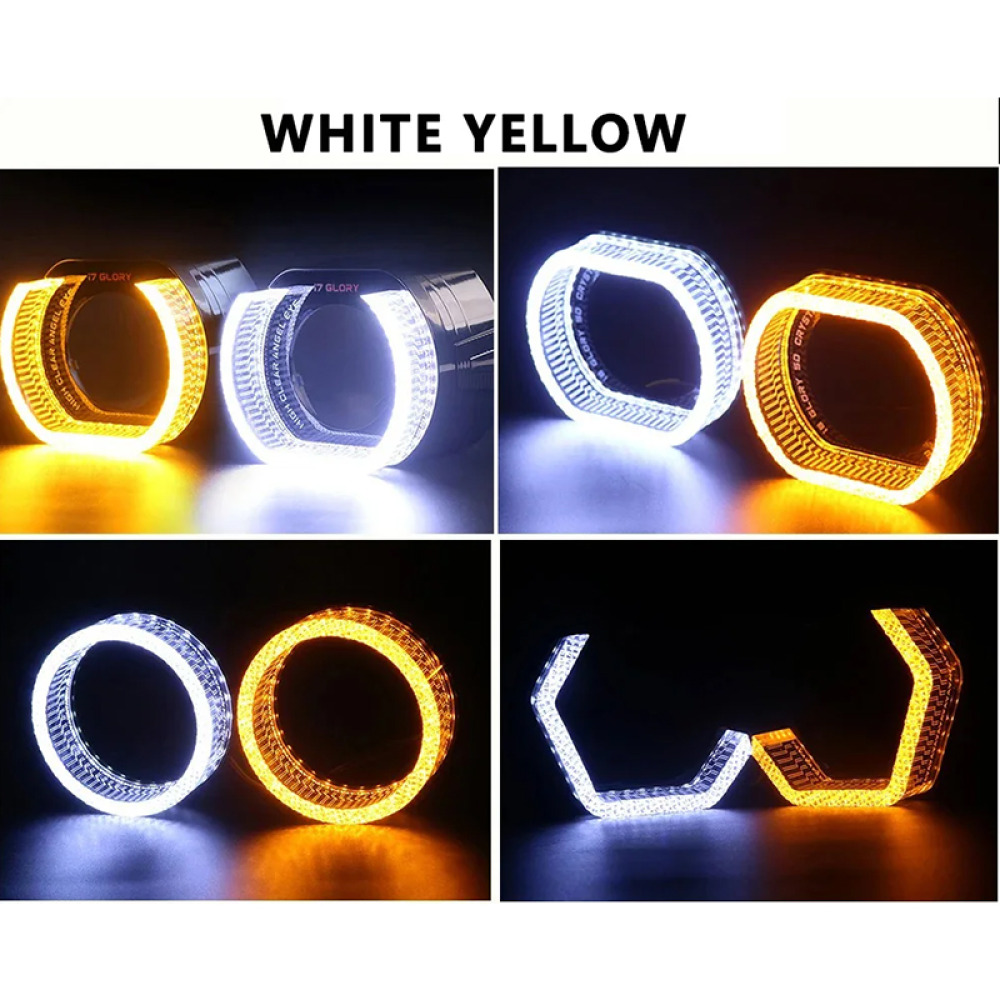 i8 O-Şekil WRGB LED Projektör Lens - 2.5/3.0 İnç, Sinyal+DRL+Melek Gözü, 12V