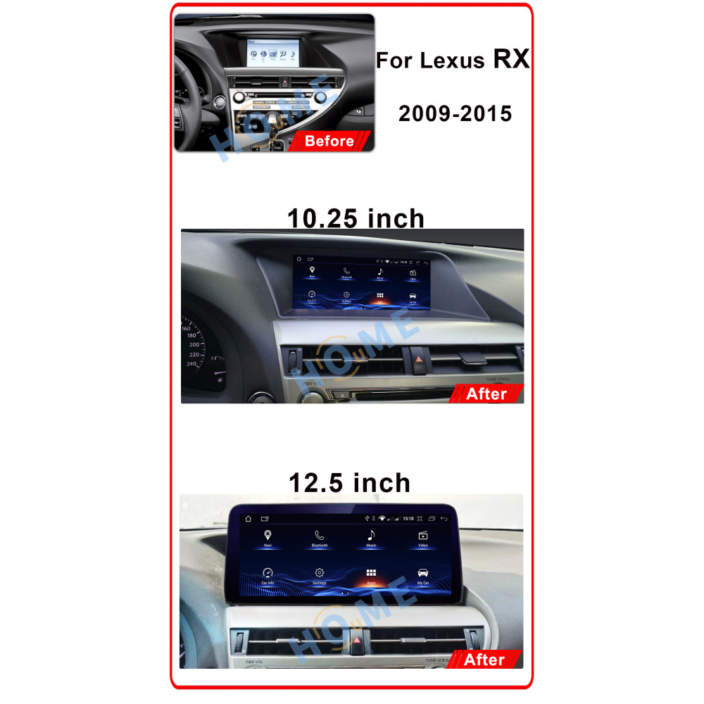 Lexus RX200T RX270 RX300 RX350 RX450H 10.25 inch Android 14 - CarPlay - Android - GPS Navigasyon - Multimedya Ekran 2009-2015