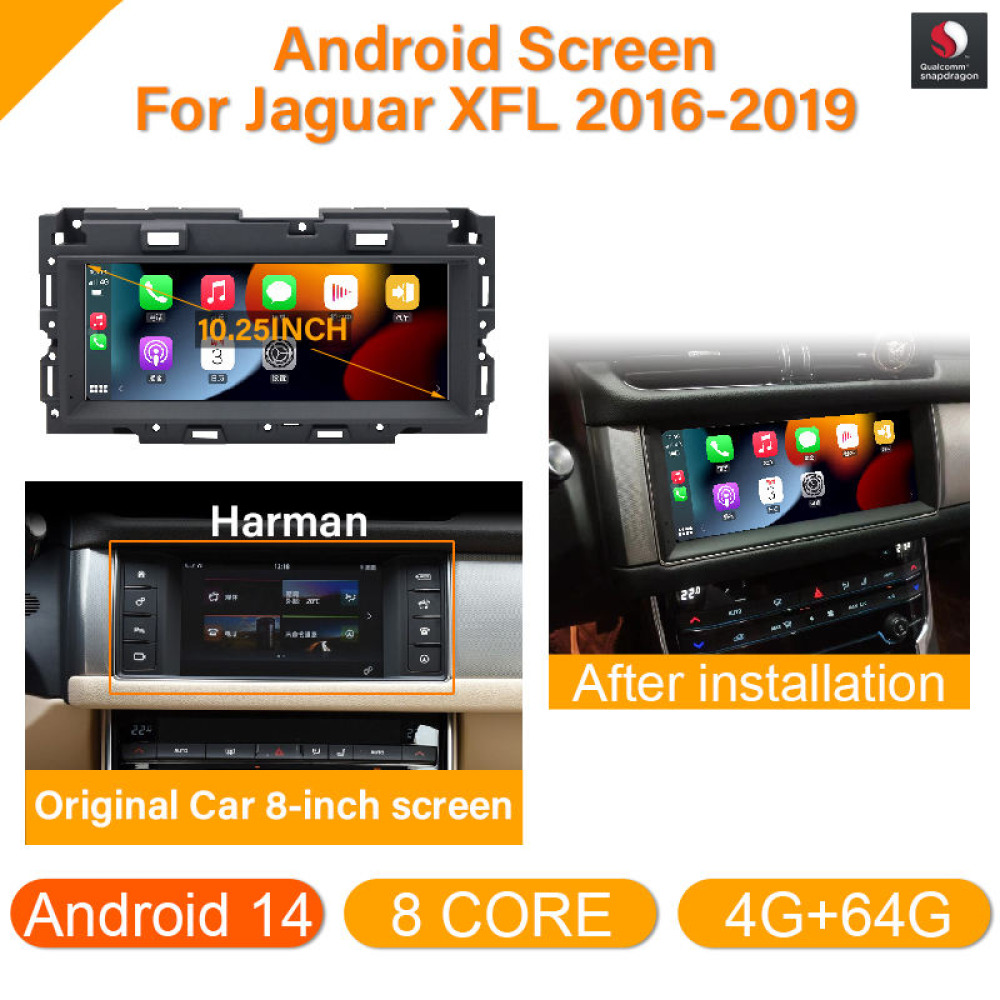 Jaguar XFL/XJ/XE/F-pack 10.25 inch Android 11 - CarPlay - Android - GPS Navigasyon - Multimedya Ekran 2010-2019