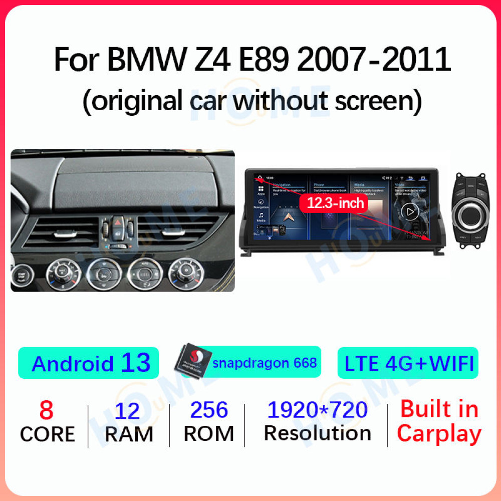 BMW Z4 E89 10.25/12.3 inch Android 13 - CarPlay - Android - GPS Navigasyon - Multimedya NBT Ekran 2007-2011