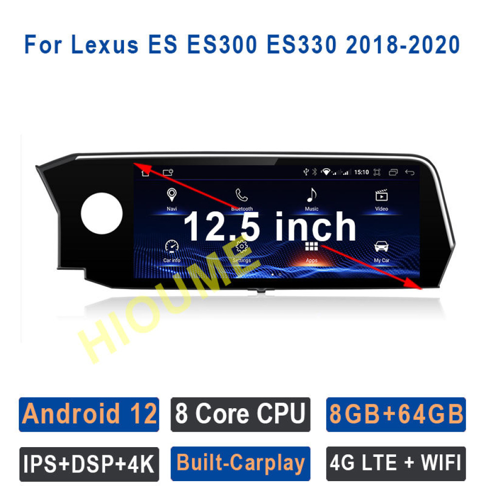 Lexus ES200 ES250 ES350 ES300H 12.5 inch Android 12 - CarPlay - Android - GPS Navigasyon - Multimedya Ekran 2018-2022