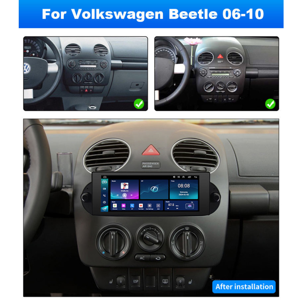 Volkswagen Beetle 6.8 inch Android 13 - CarPlay - Android - GPS Navigasyon - Multimedya Ekran 2006-2010