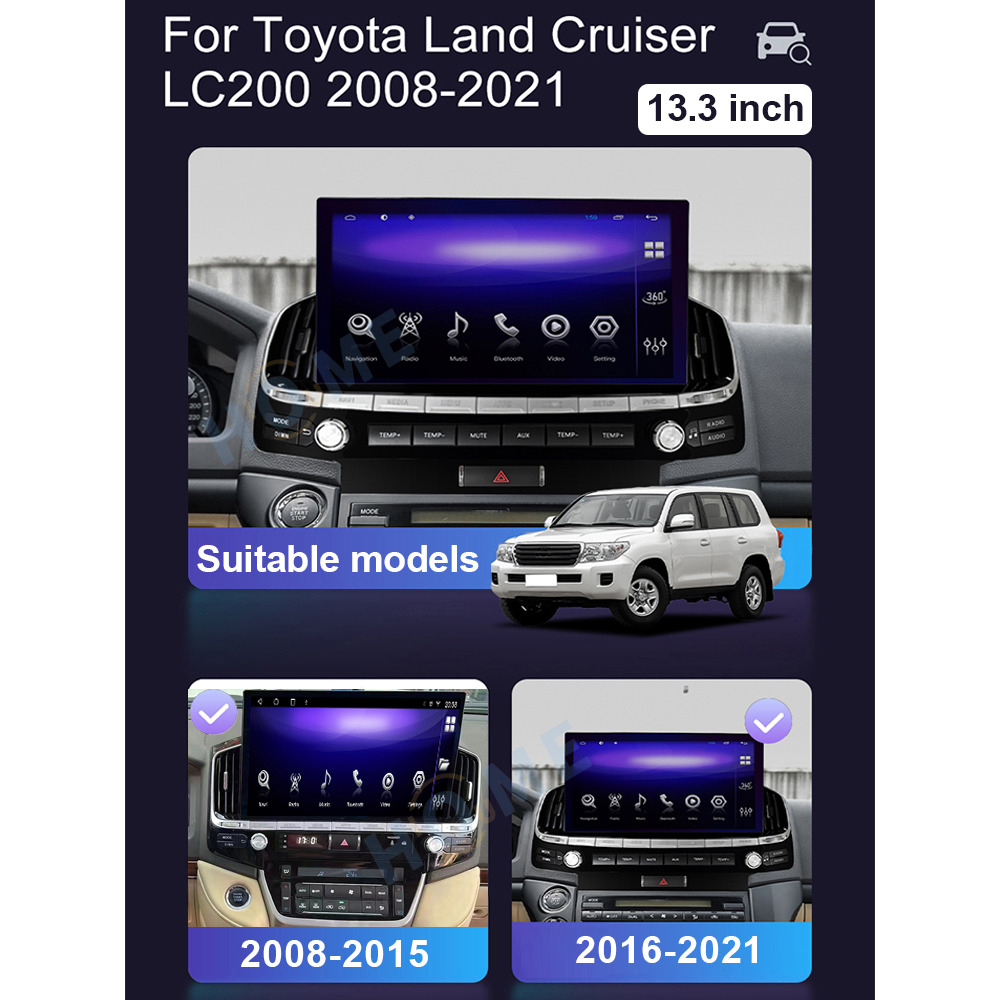 Toyota Land Cruiser 200 LC200 12.3 inch Android 10 - CarPlay - Android - GPS Navigasyon - Multimedya Ekran 2008-2021