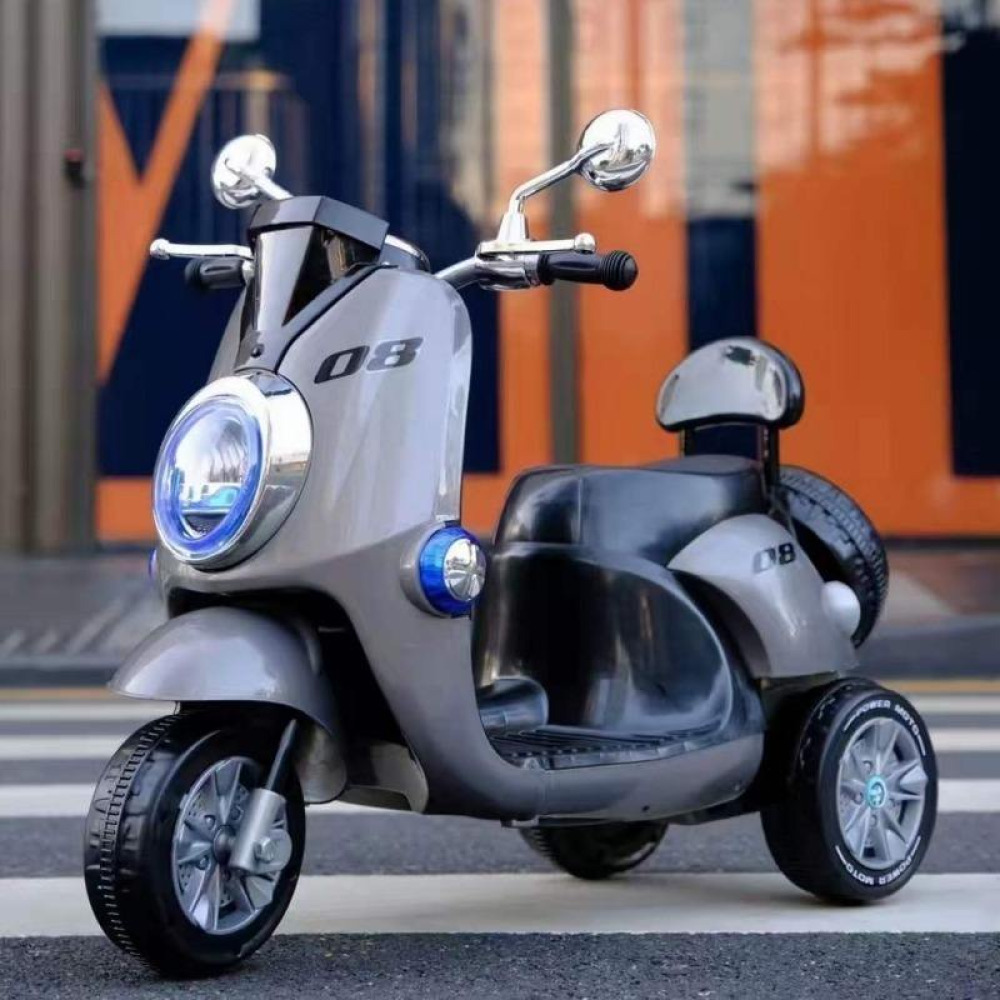 Retro-Circle 6V/12V - Büyük Yuvarlak Farlı, Vespa Stil, Üç Tekerlekli Nostaljik Scooter