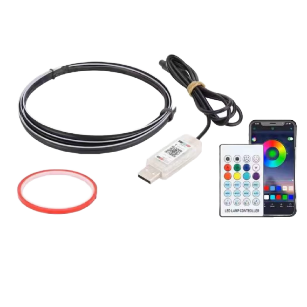 Iridescent Sedef Işık Efekti - USB'li Evrensel Araç İçi LED Aydınlatma - Uzaktan Kumanda ile Kolay Kontrol