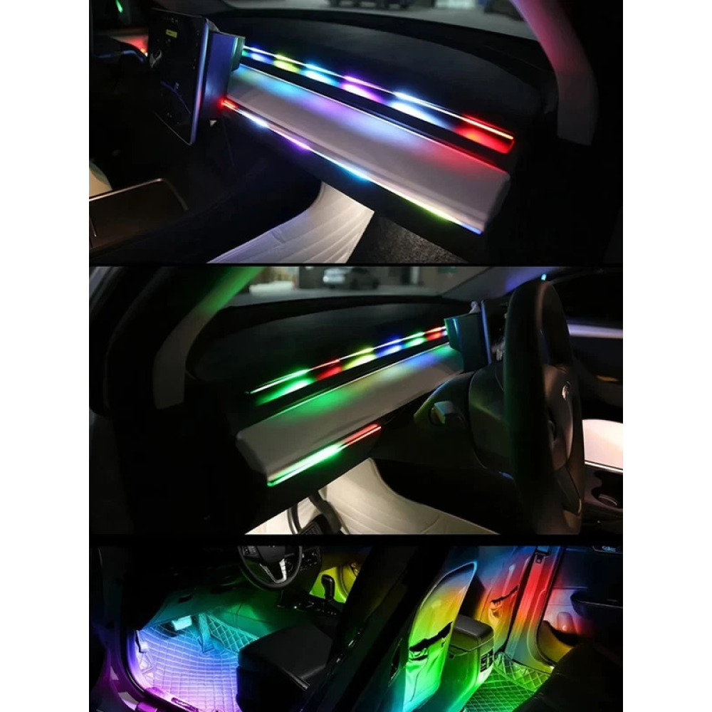 RGB Symphony Ortam LED Işığı - Akrilik Rehberli LED Işık Şeridi, Araç İçi USB/APP Kontrollü