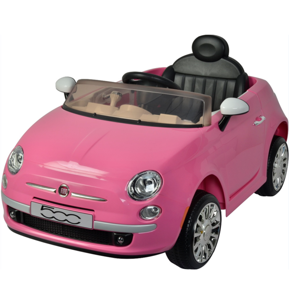 Fiat 500 Lisanslı 12V Uzaktan Kumandalı Akülü Çocuk Arabası - Şeker Pembe