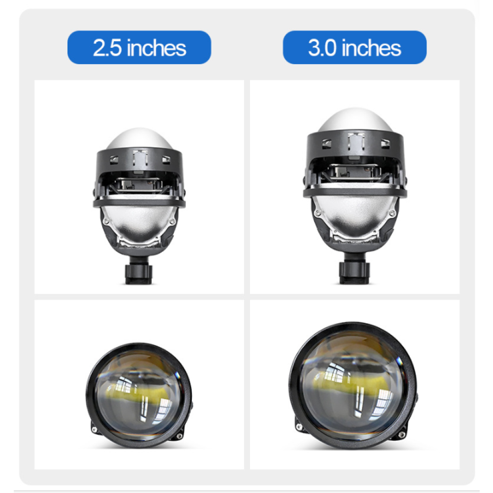 3 İnç Bi-LED Projektör Far - 40/50W Yakın/Uzun Işık, 5500K H7/9005 LED Ampul, 50W Yeni