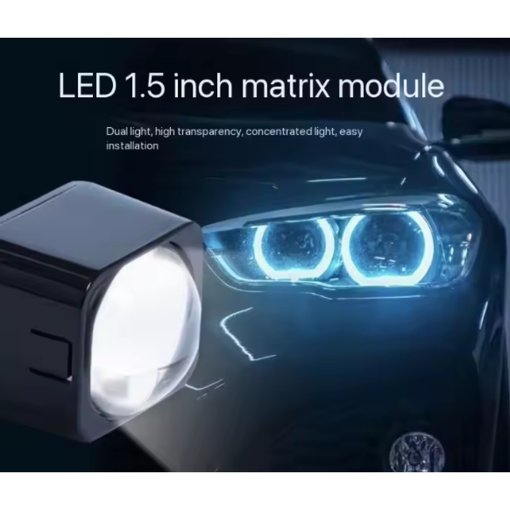 T15W Süper Parlaklık Araç Farı - 30W/40W 5000K Yakın/Uzun Çift Işık Bi-LED Projektör Lens - Tüm Araçlar İçin