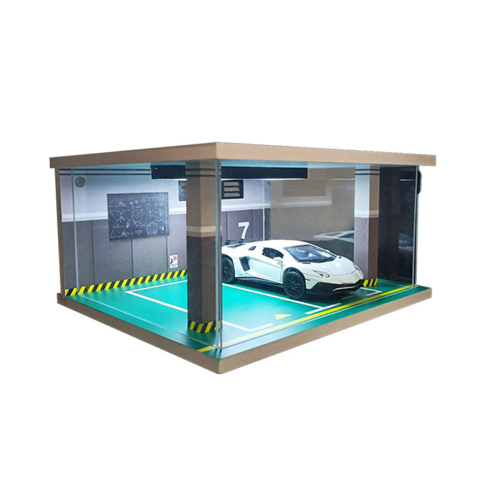 1/32 Ölçekli LED Aydınlatmalı İkili Garaj Sahnesi – Koleksiyonunuz İçin Mozaik Şıklığı ve Modern Işıltı