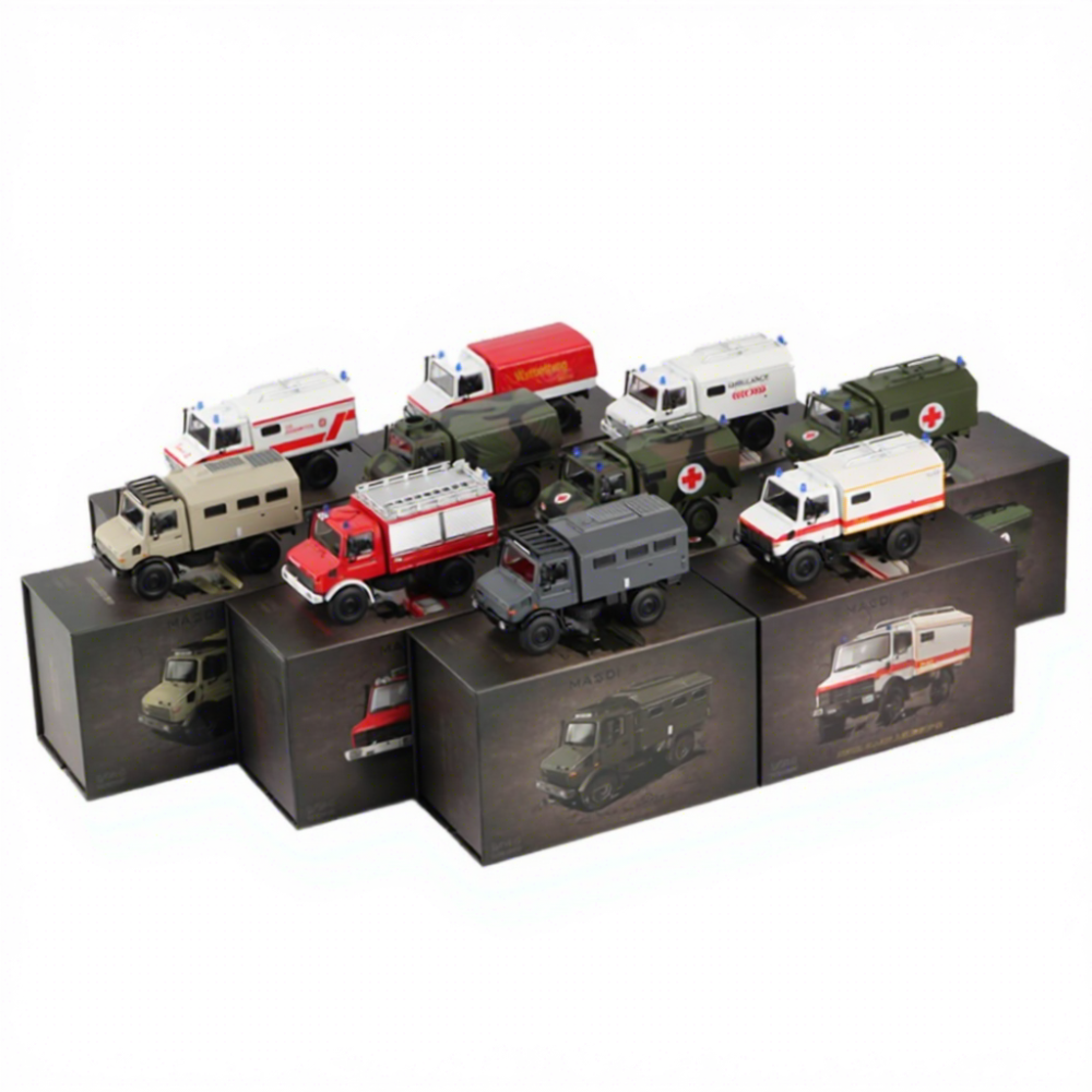 Massdi 1/64 Mercedes-Benz Unimog U1300L - Acil Kurtarma ve Transport Diecast Model Kamyon