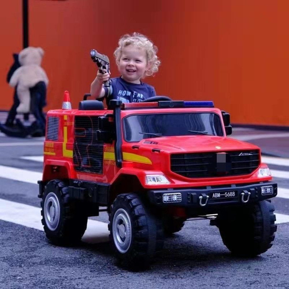 Agro-Rescue 12V Fire Fighter - Çakarlı Siren Lambalı, Megaforlu, İtfaiye Temalı ve 12V Çift Motorlu Özel Seri Akülü Traktör