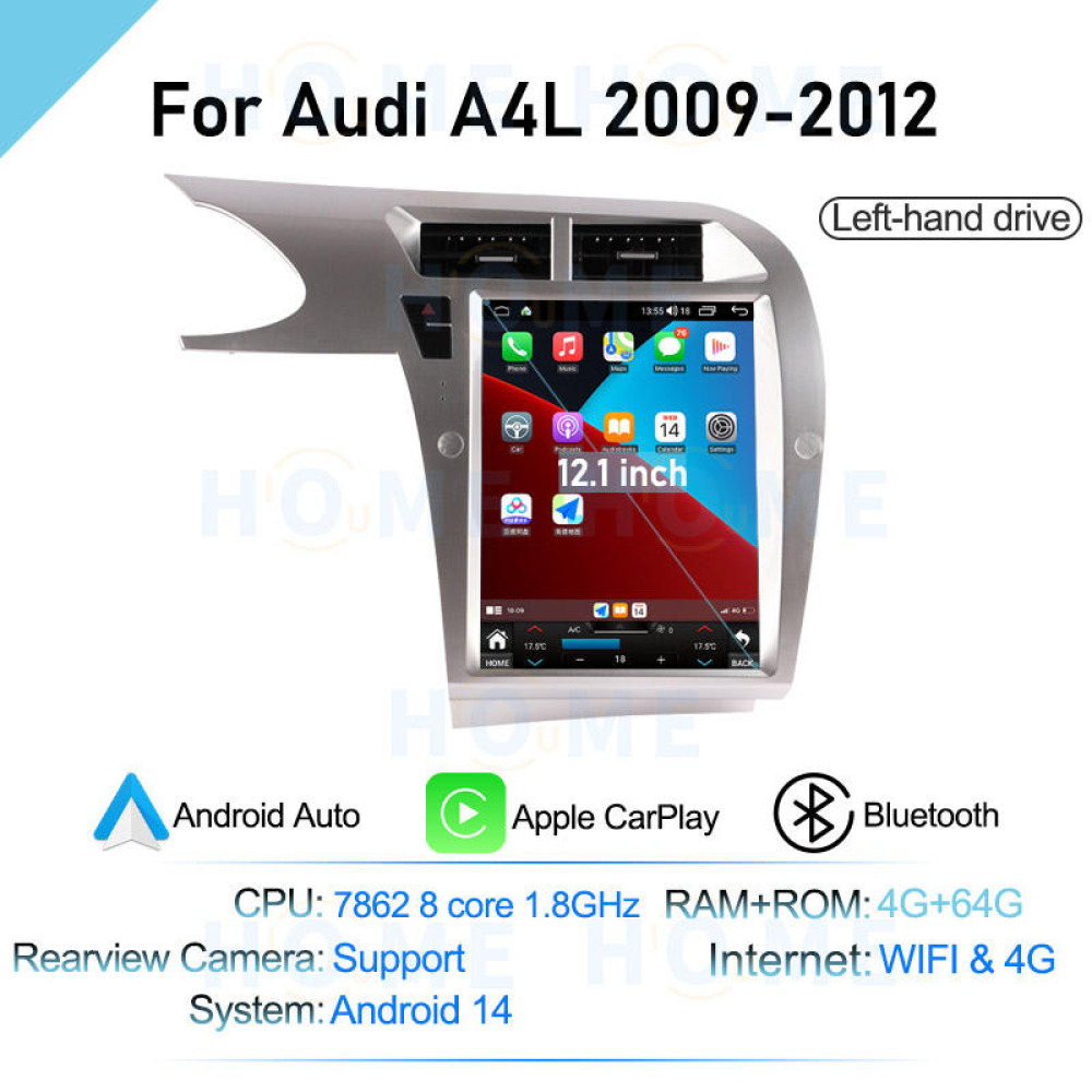 Audi A4L 9.7/12.1 inch Android 14 - CarPlay - Android - GPS Navigasyon - Multimedya Ekran 2009-2012