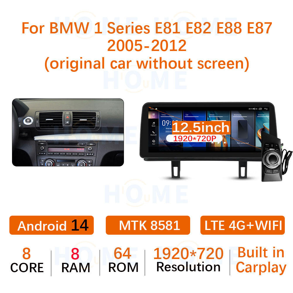 BMW 1 Serisi  E81 E82 E87 E88 10.25/12.5 inch Android 14 - CarPlay - Android - GPS Navigasyon - Multimedya CIC Ekran 2005-20112
