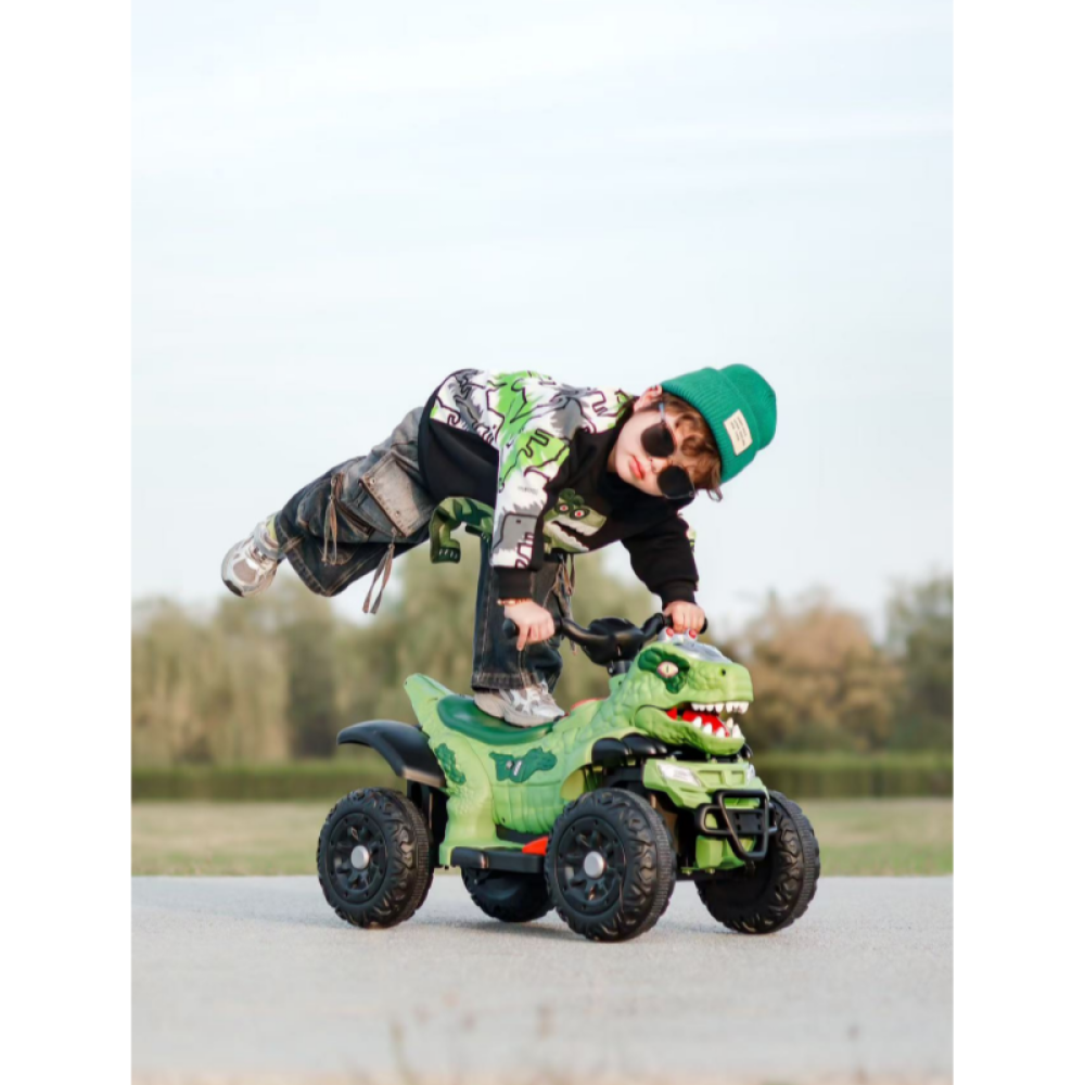 12V Jurassic Dino-ATV - Dinozor Figürlü Özel Tasarım, Işıklı, Sesli ve 2.4G Ebeveyn Uzaktan Kumandalı Macera Quad'ı