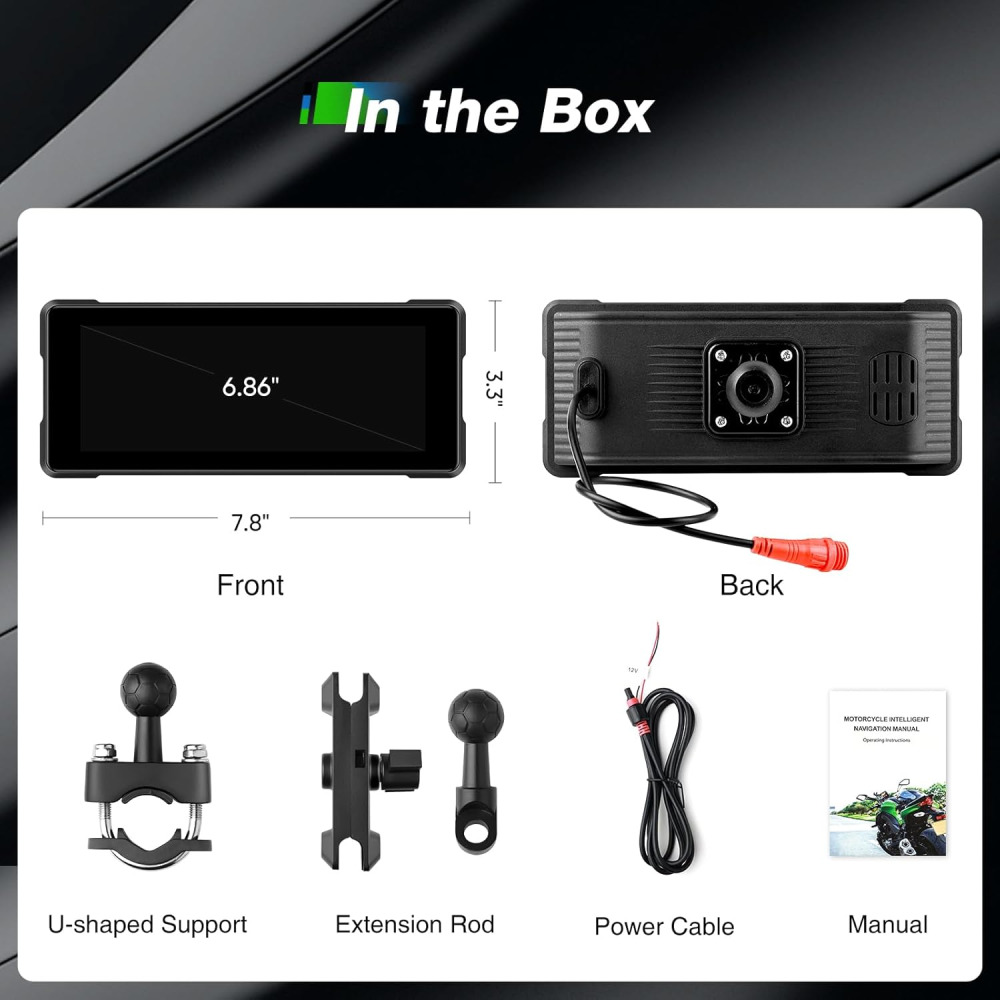 Motosiklet için 6.86 inç Kablosuz CarPlay Su Geçirmez Android GPS Navigasyon Siri Ses Kontrolü Bluetooth TPMS