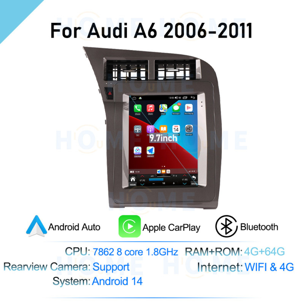 Audi A6 9.7/12.1 inch Android 14 - CarPlay - Android - Google Play Store - GPS Navigasyon - Multimedya Ekran 2006-2011