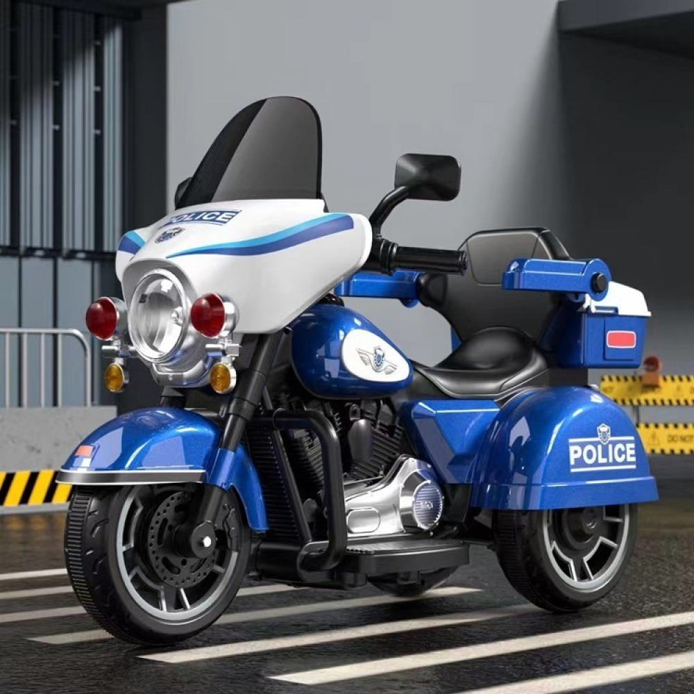 Highway-Patrol 6V - Nostaljik Polis Siperlikli, Klasik Çamurluklu, Üç Tekerlekli Akülü Motor