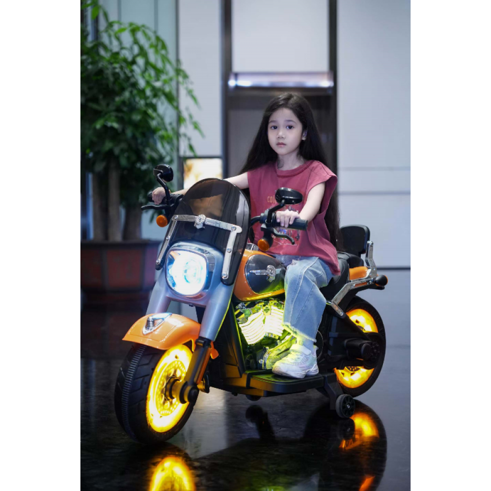 12V Grand-Tourer Üç Tekerlekli Motosiklet - 2.4G Ebeveyn Uzaktan Kumandalı, Işıklı Jantlar, Müzikli ve Güvenli Başlangıç Seviyesi Akülü Motor