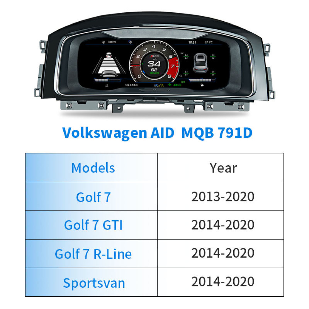 Volkswagen Golf 7 Hayalet Ekran Gösterge 2013-2020