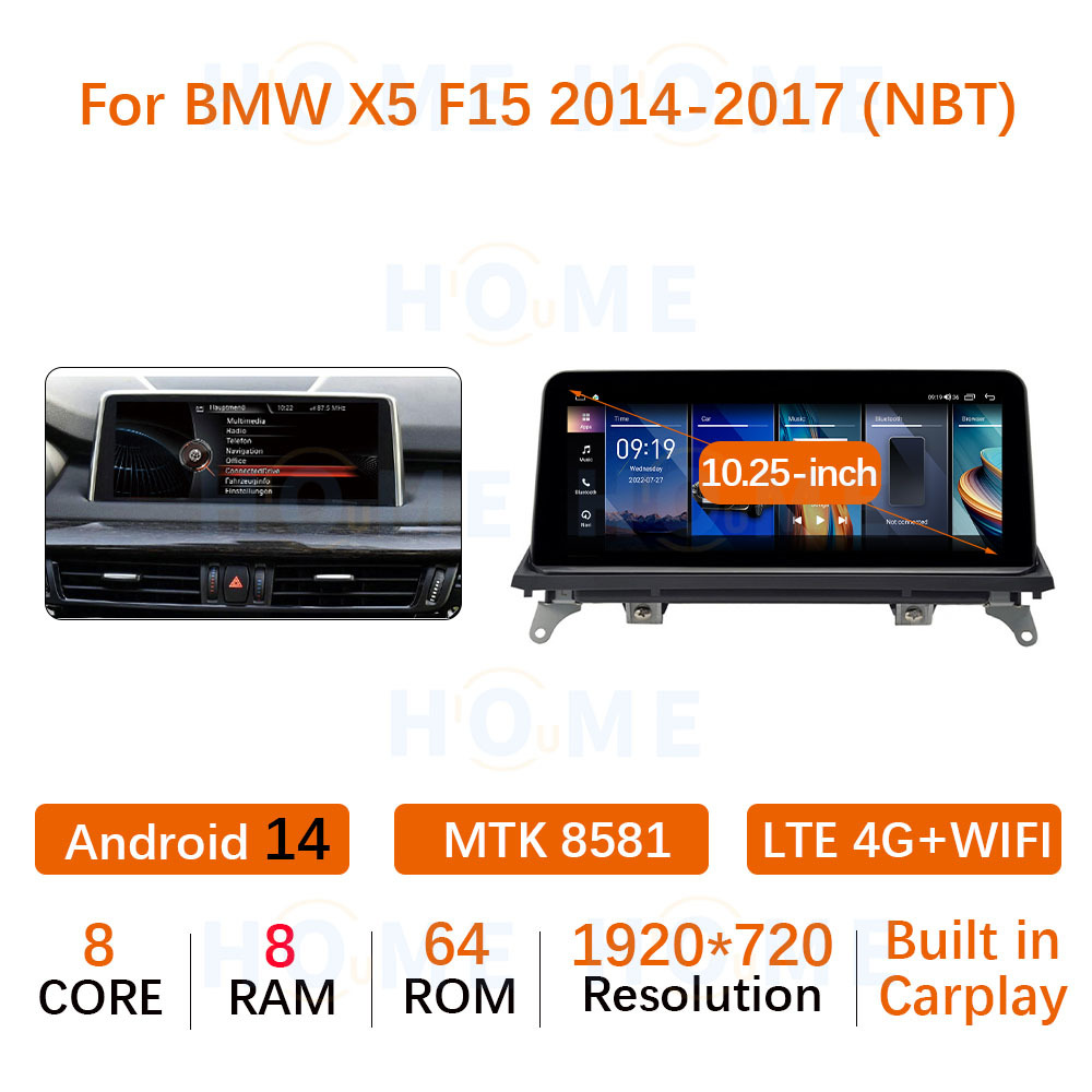 BMW X5 X6 E70 E71 10.25/12.5 inch Android 14 - CarPlay - Android - GPS Navigasyon - Multimedya NBT Ekran 2011-2021