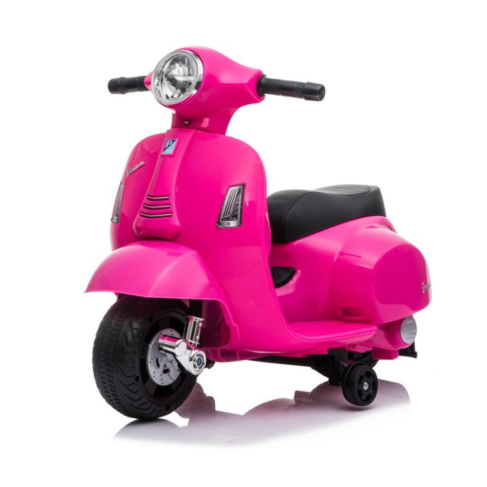 12V Licensed Vespa GTS Super - Orijinal Lisanslı, Deri Koltuklu, Eva Yumuşak Tekerlekli, Destek Tekerlekli ve Müzik Panelli Akülü Çocuk Skooterı