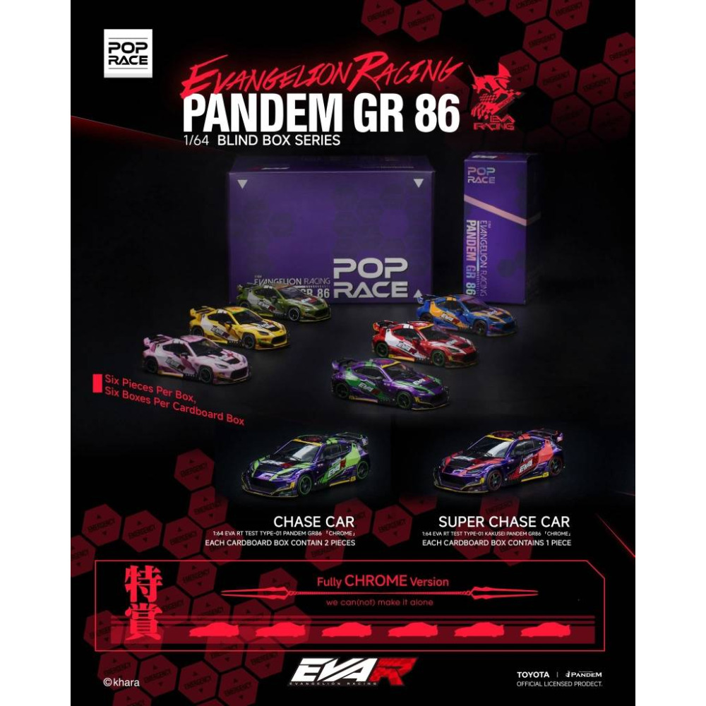 Pop Race 1/64 Evangelion Racing x Pandem Toyota GR86 - Özel Seri Diecast Model Araba