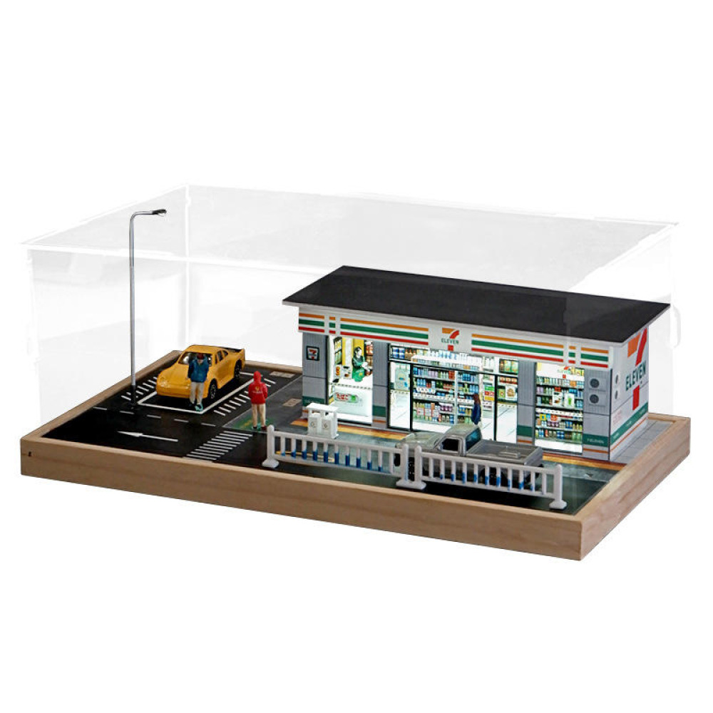 1/64 Ölçekli Işıklı Süpermarket ve Otopark Simülasyonu – Diecast Koleksiyonunuz İçin Şehir Temalı Sergi Alanı