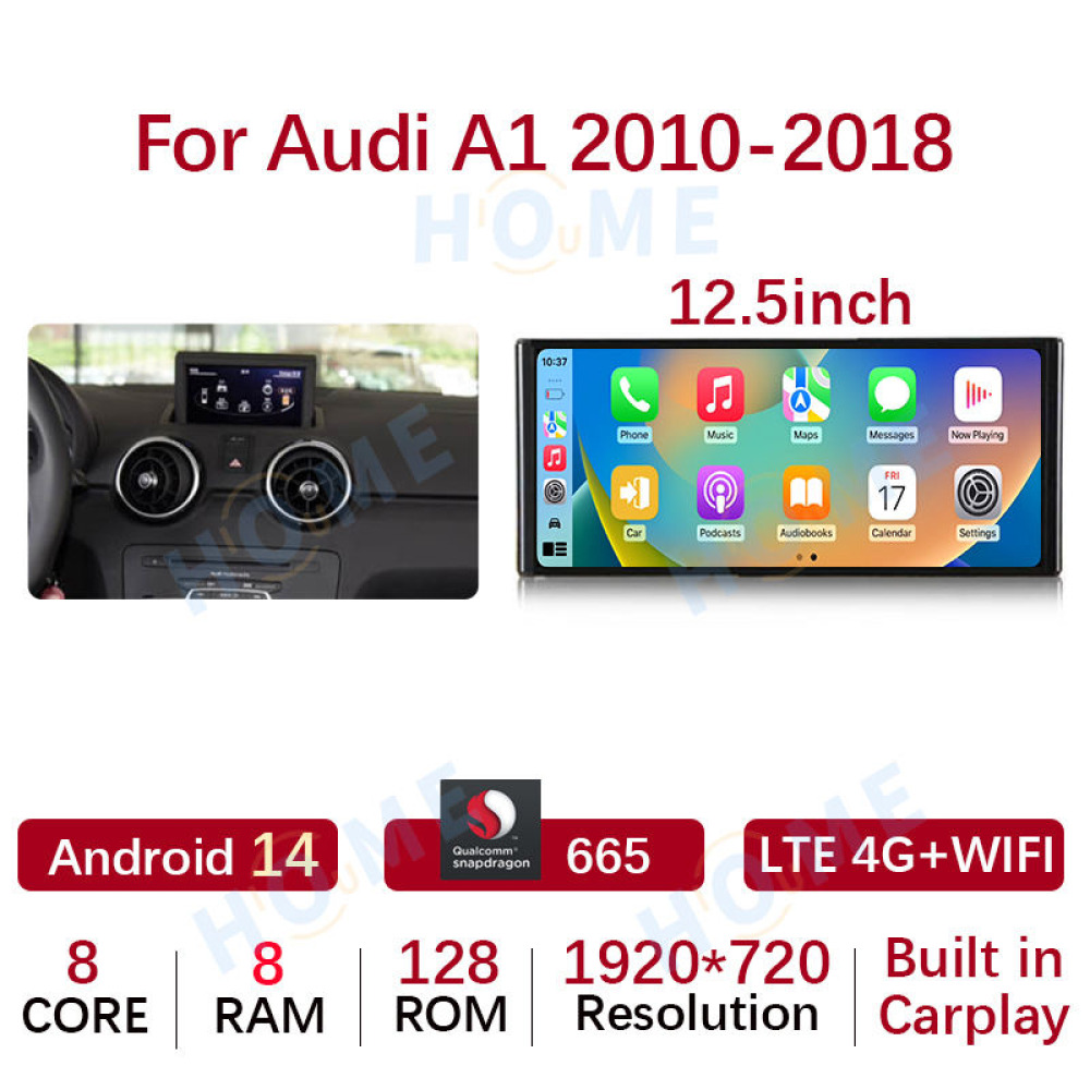 Audi A1 10.25/12.5 inch Android 14 - CarPlay - Android - Google Play Store - GPS Navigasyon - Multimedya Ekran 2010-2018