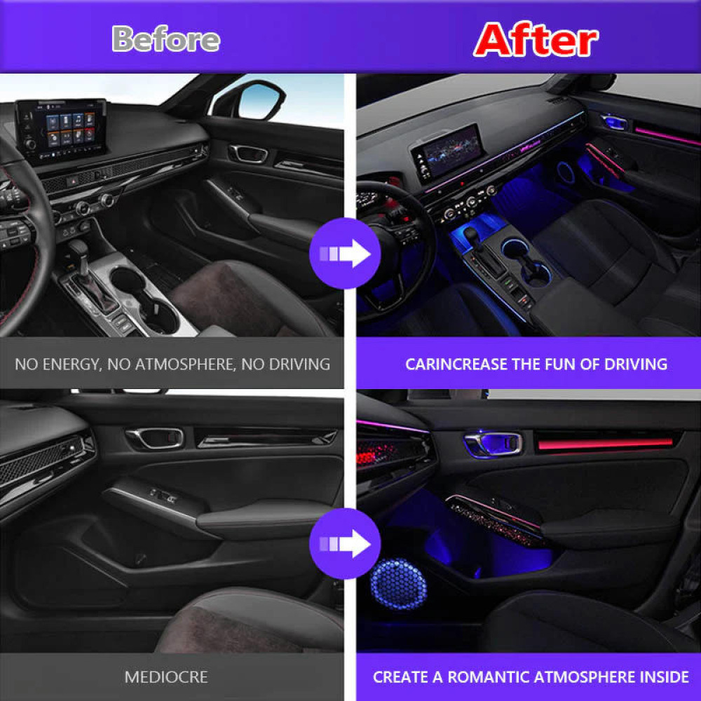 Honda Civic 2022-2023 Aktif Ortam Işığı Kiti - Tweeter Hoparlör Uyumlu, Dinamik Aydınlatma Seti