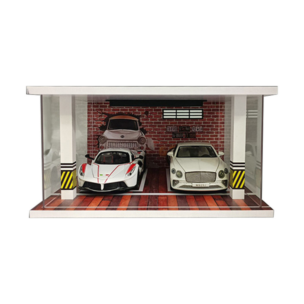 1/24 Ölçekli LED Aydınlatmalı İkili VIP Garaj Sahnesi – Diecast Koleksiyonunuz İçin Duble Prestij