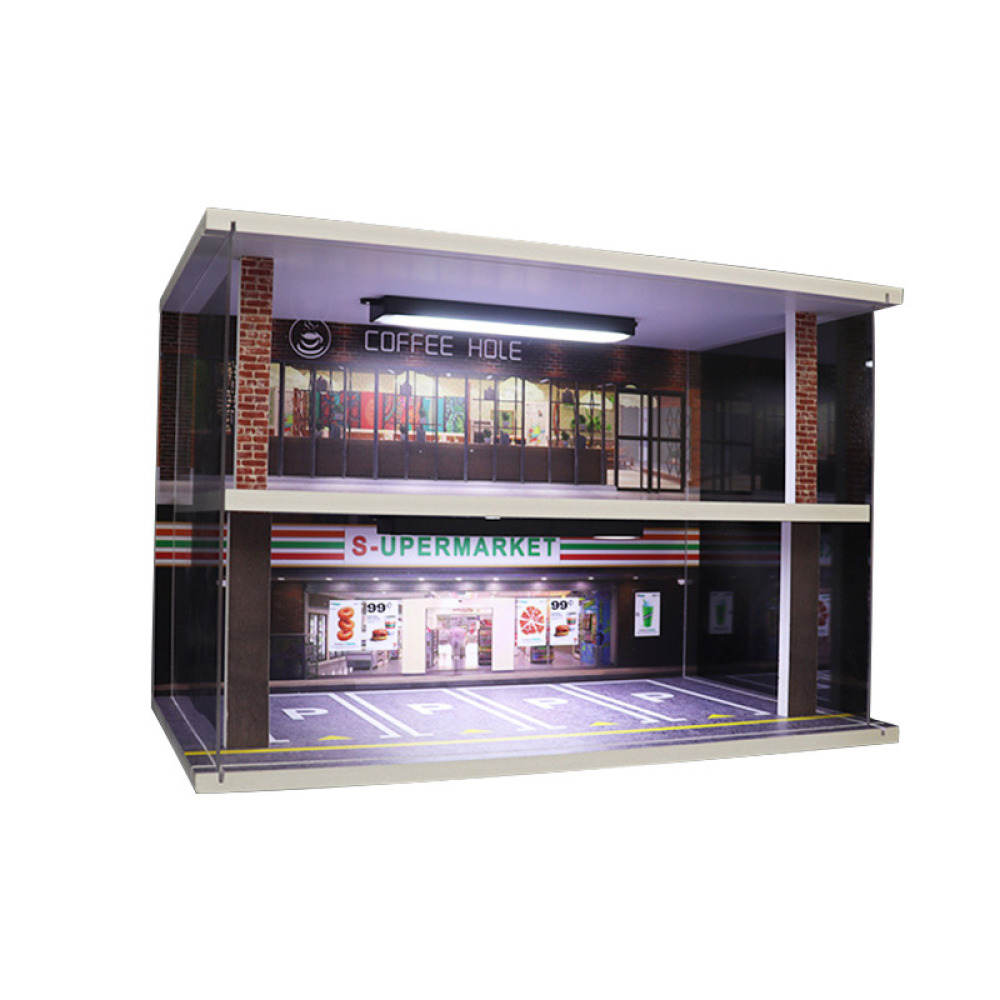 1/32 Ölçekli LED Aydınlatmalı Çift Katlı 8'li Dev Garaj Sahnesi – Koleksiyonunuz İçin Profesyonel Sergi Merkezi