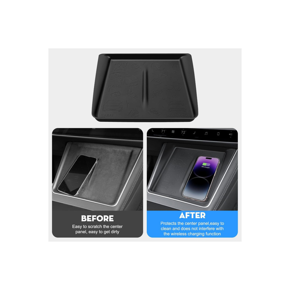 TESLA MODEL Y JUNİPER İÇİN UYUMLU KABLOSUZ SARJ BÖLMESİ KAYDIRMAZ SLİKON KAPLAMA