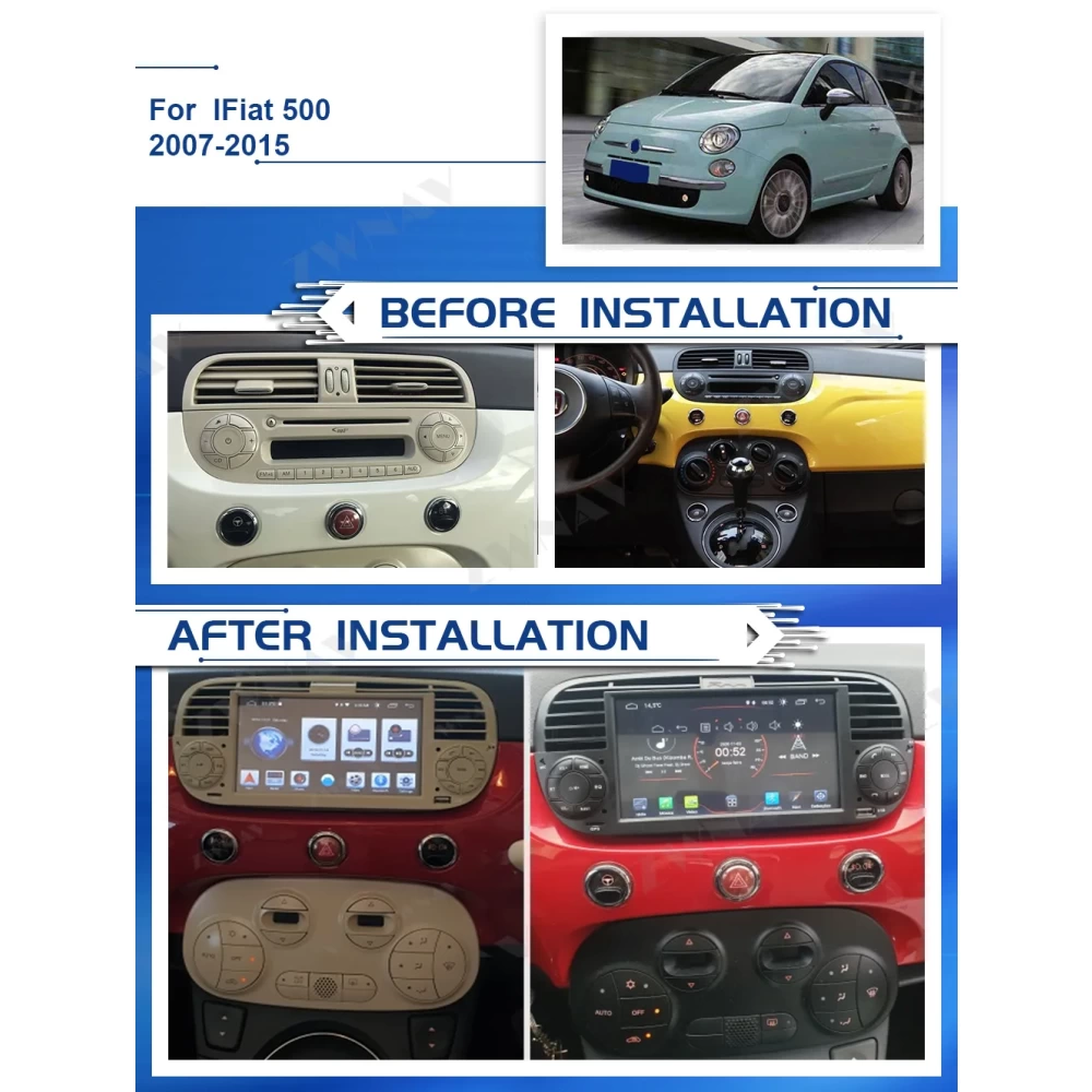 Fiat 500 (2007-2015) Android Multimedya ve Navigasyon Sistemi