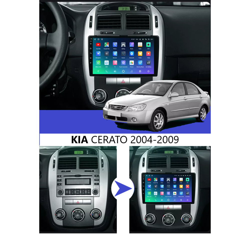 Kia Cerato (2004-2009) | Android Multimedya Navigasyon Sistemi (2GB RAM / 32GB ROM)