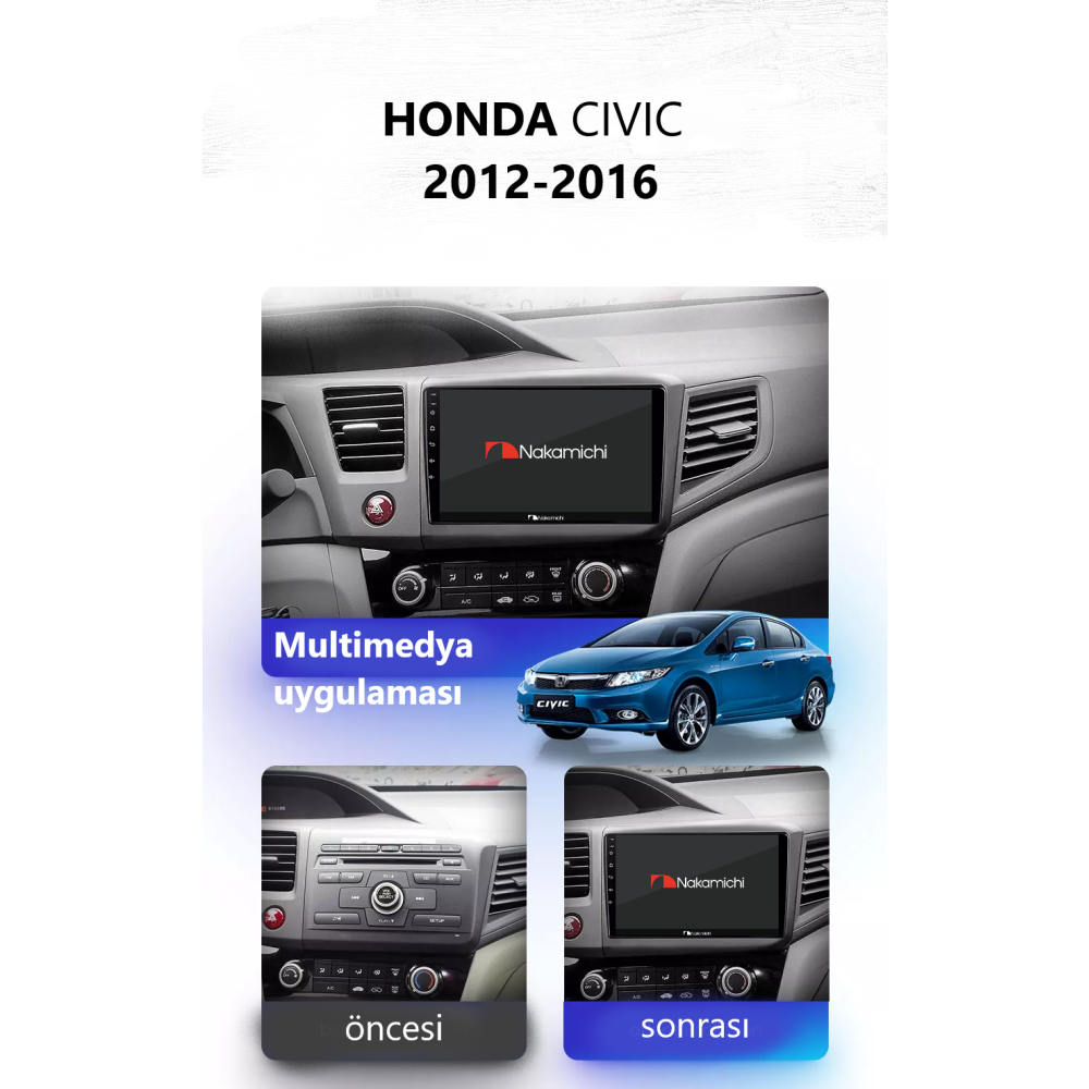 Honda Civic FB7 (2012-2016) | 2+32GB | Uyumlu Android Multimedya Navigasyon Sistemi