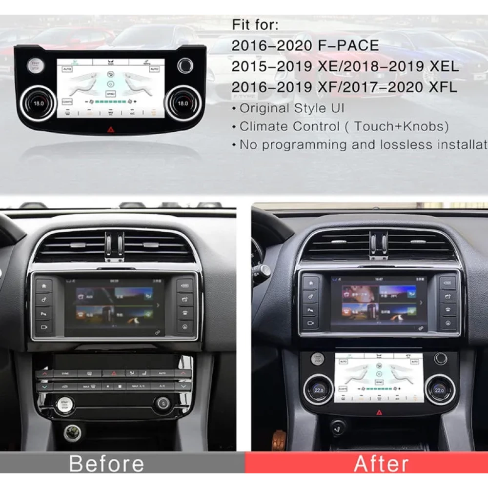 Jaguar F-Pace, XE & XF Serisi İçin 7 inç Dijital Dokunmatik Klima (AC) Kontrol Paneli Yükseltmesi