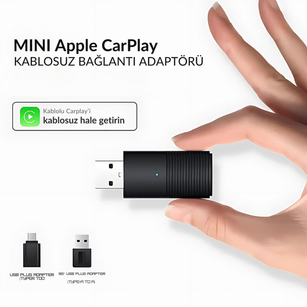 Ottocast Mini,Apple Cihazlar İçin Kablosuz Apple Carplay Adaptörü, Wireless Carplay Çevirici