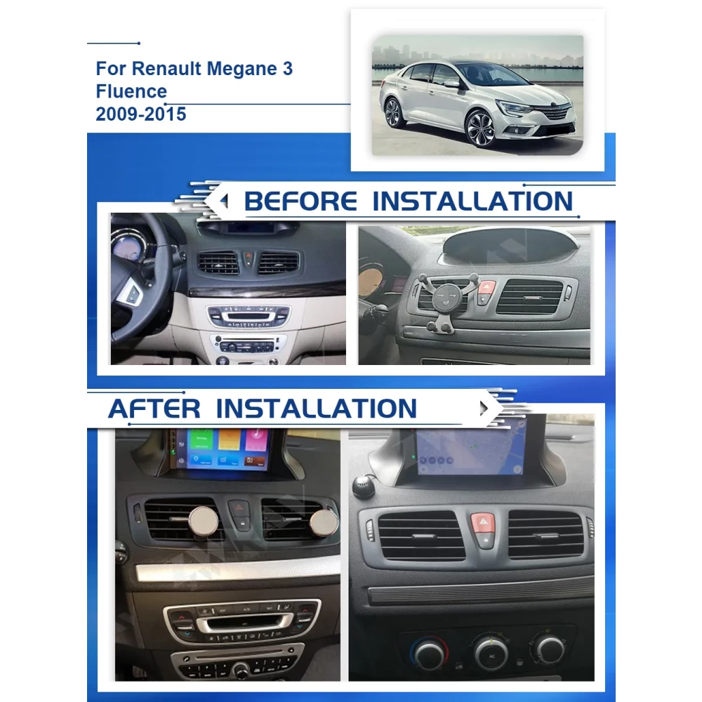 Renault Megane 3 & Fluence (2009-2015) İçin Android 13.0 Multimedya & DVD Sistemi