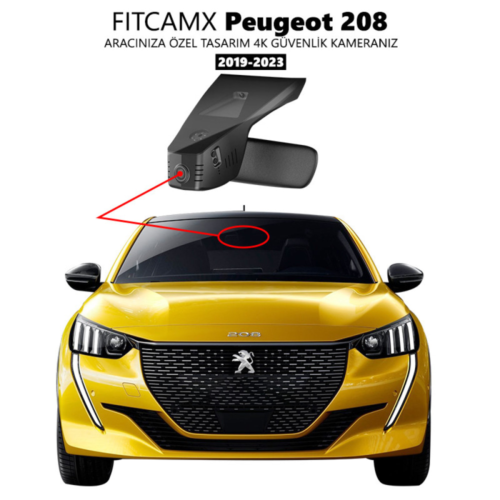 Peugeot 208 Modele Özel 4K Araç Kamerası (2019-2023) (Model 9366)