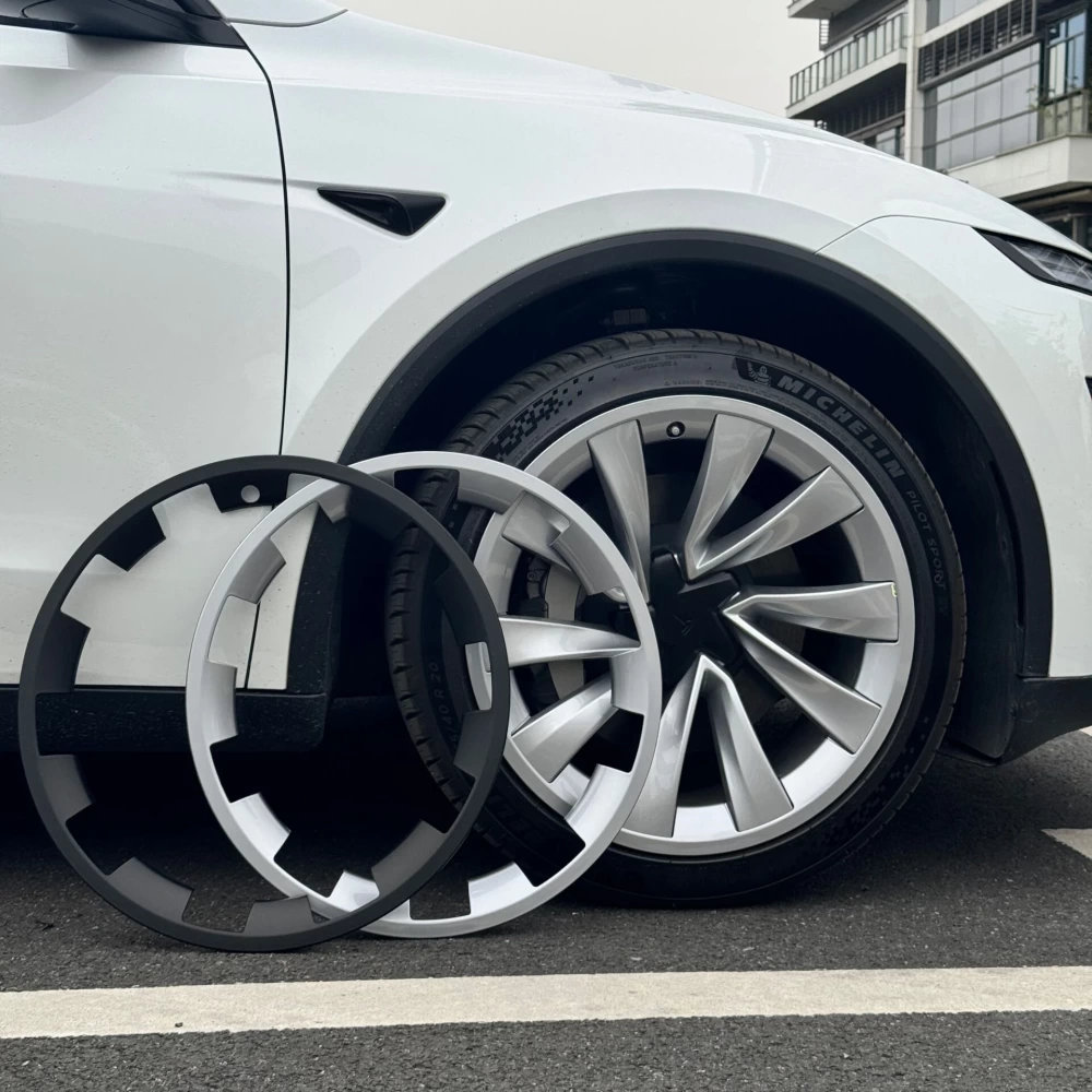 Tesla Model Y Juniper 2025 - 20 İnç Induction Jant Kenar Koruma ( Beyaz )