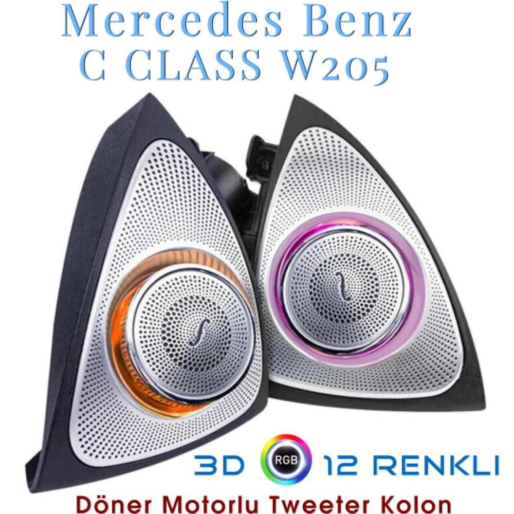 Mercedes W205 C Sınıf 12 Renk 3D Ambians Işıklı Motorlu Led Tweeter Hoparlör