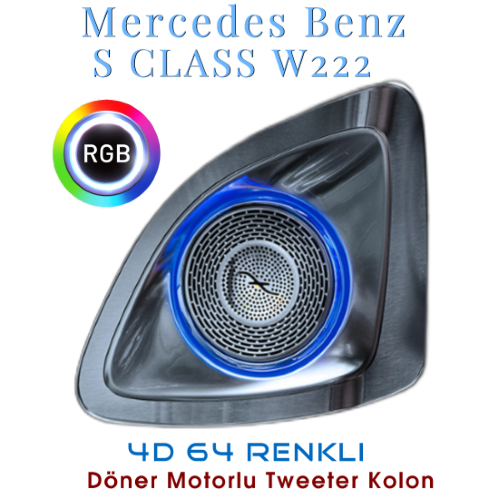 Mercedes W222 S 64 Renk 4D Ambians Led Tweeter Hoparlör S400 S450 S550 S63 2014-2021